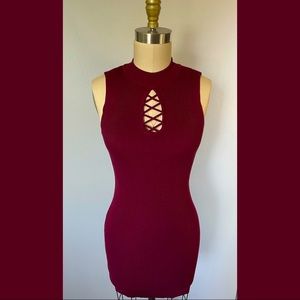 Ribbed peak-a-boo cut out dress